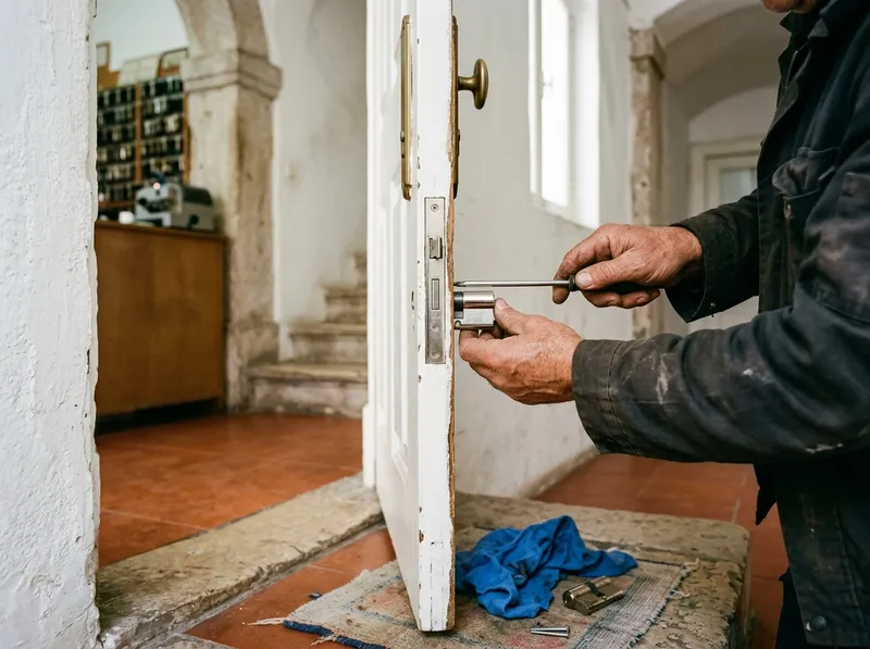 Um canhão novo a ser colocado numa porta de entrada